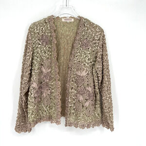 Vtg Feminine Jacket Womens‎ L Fairy Royal Coquette Royal Princess Pink Floral